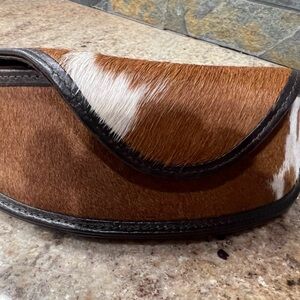 Western style sunglass case Brown and White Hair-On Leather Clutch